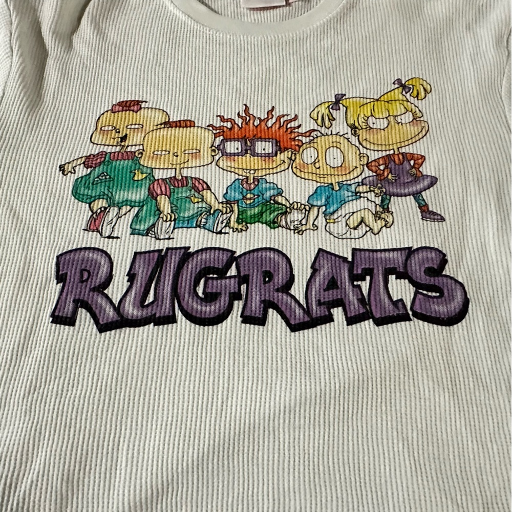 Nickelodeon Rugrats Cropped Long Sleeve Waffle Thermal  Large‎ RUE 21